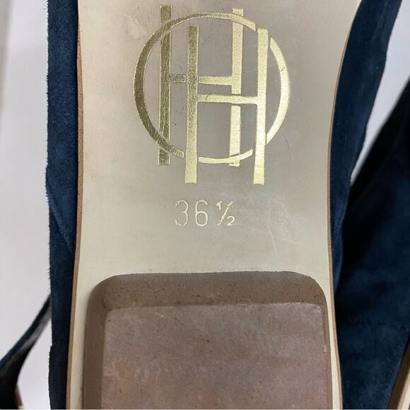 House of Harlow 1960 Blue suede Wrap Bootie low heel almond toe 36.5 / US 6 - Picture 8 of 11